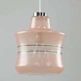 Vintage Italian Chrome and Pink Glass Pendant Lamp