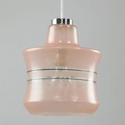 Vintage Italian Chrome and Pink Glass Pendant Lamp