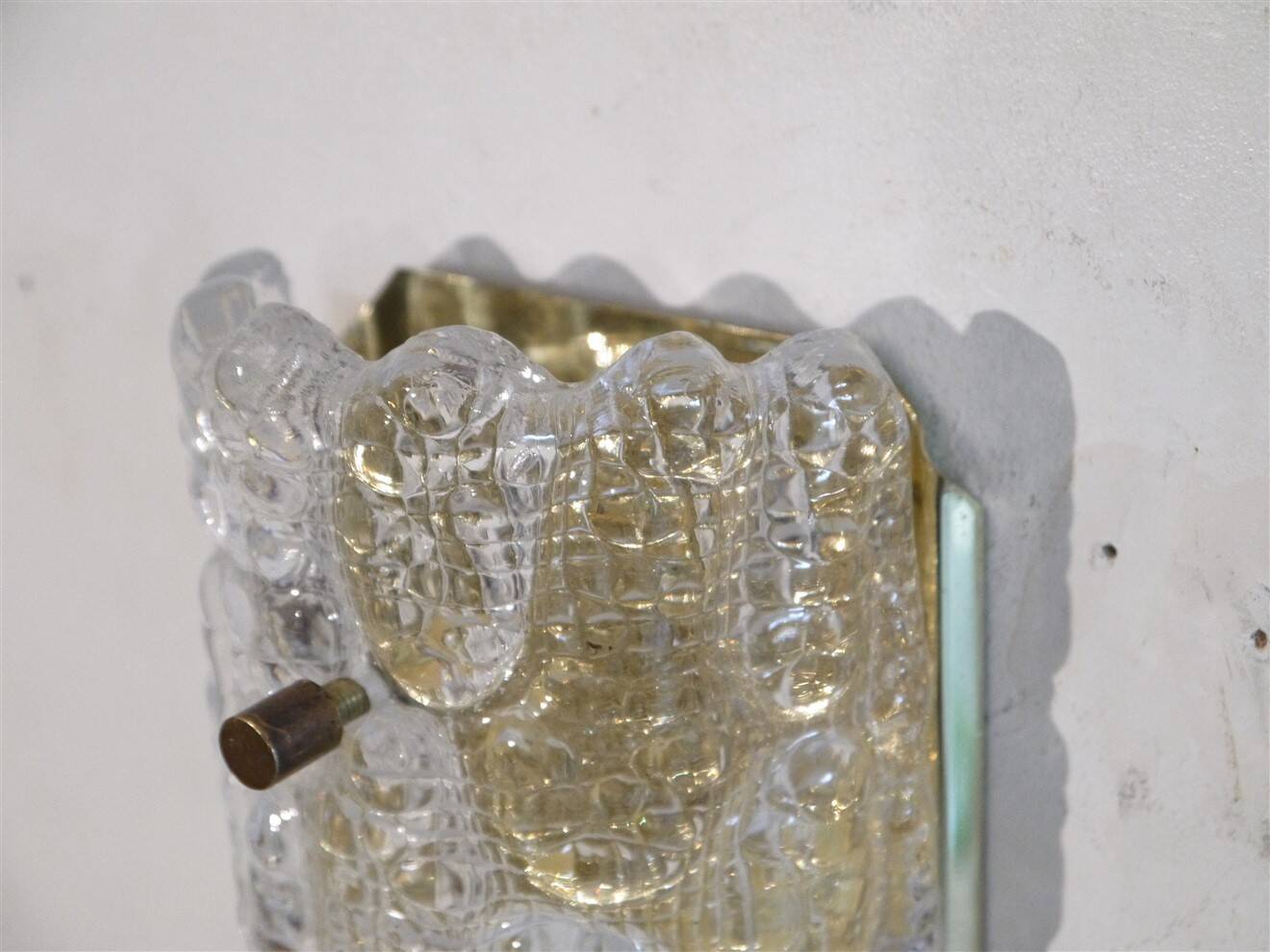 Pair of crystal and brass wall sconces by Carl Fagerlund