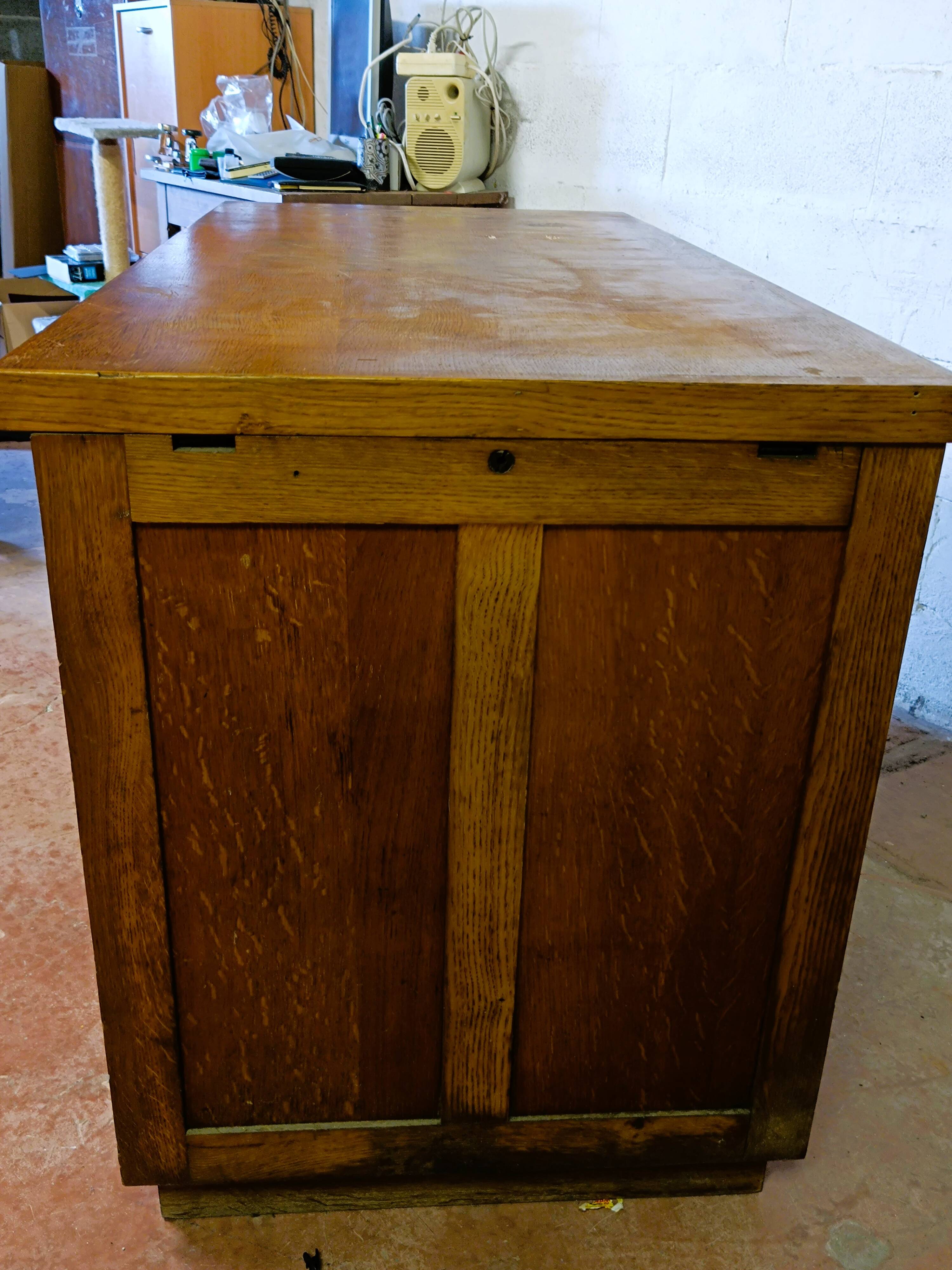 Art Nouveau oak desk and chair