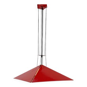 Adjustable red pendant light from Bieffeplast, 1980