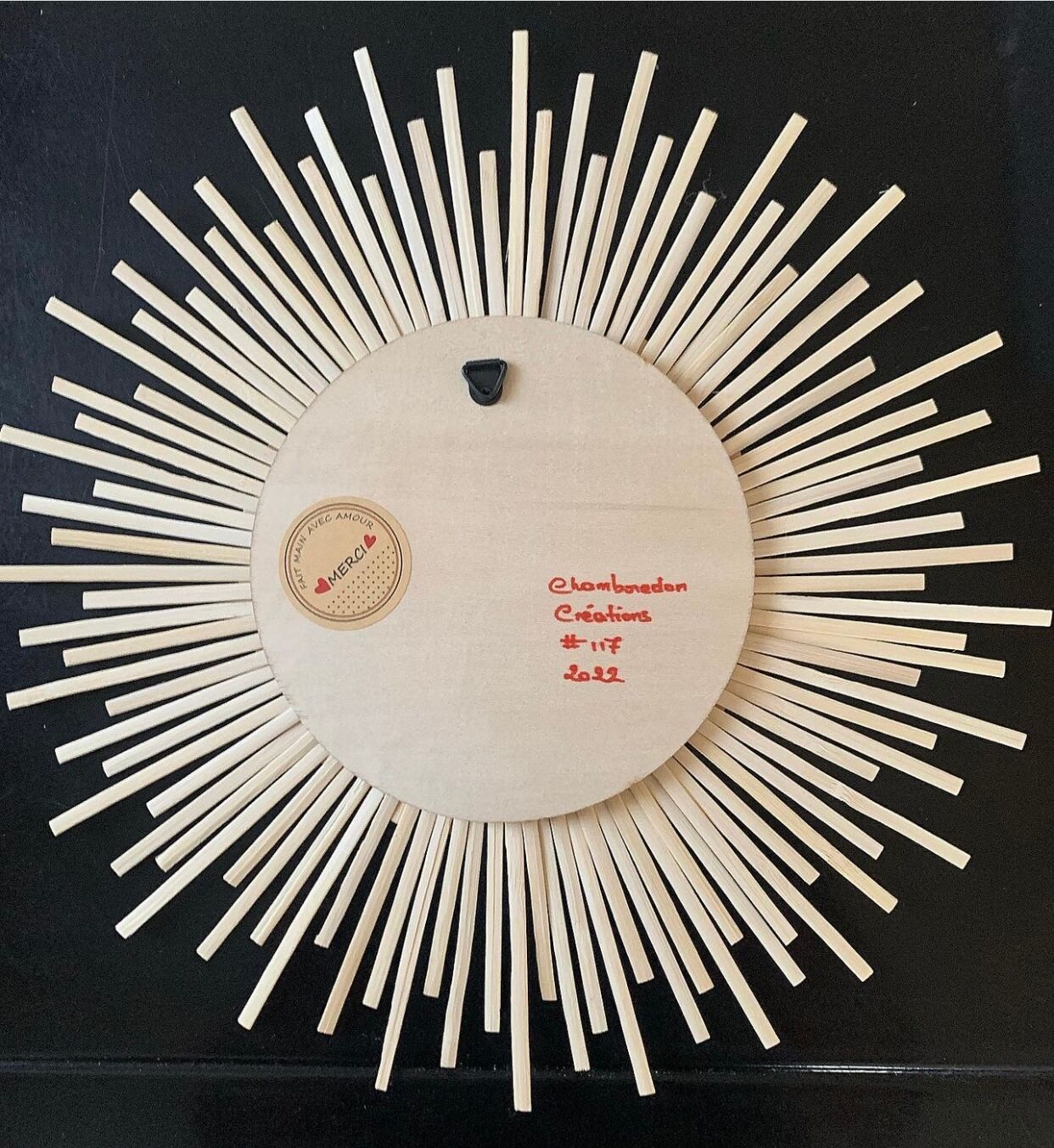 Handmade bamboo mirror, 32 cm