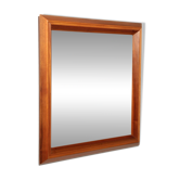 Italian walnut wood square mirror – elegant 1970s design