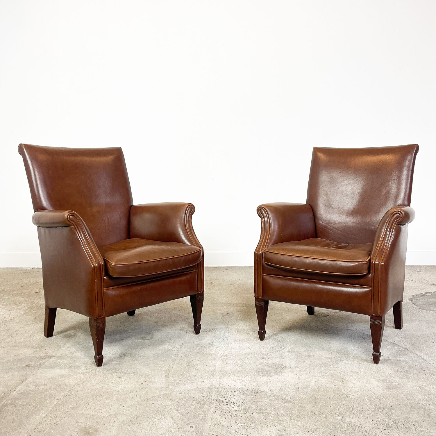 Ensemble de deux fauteuils en cuir vintage Delft