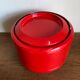 Stelton Denmark ice bucket in red ABS, Space Age pop 1960.