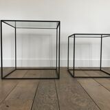 Black metal and glass tables sofa tip