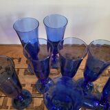 Set of 9 blue Luminarc Champagne flutes