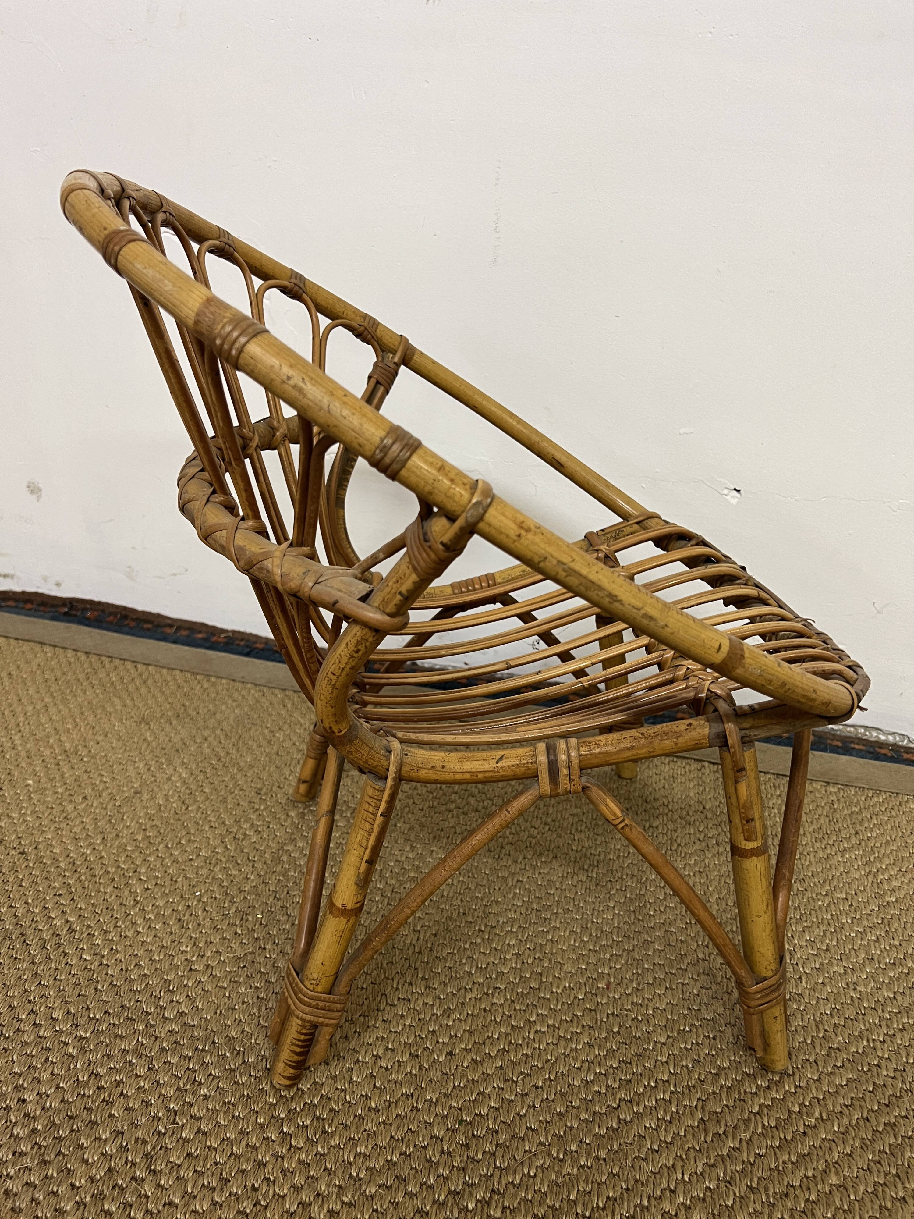 Children's rattan shell armchair
