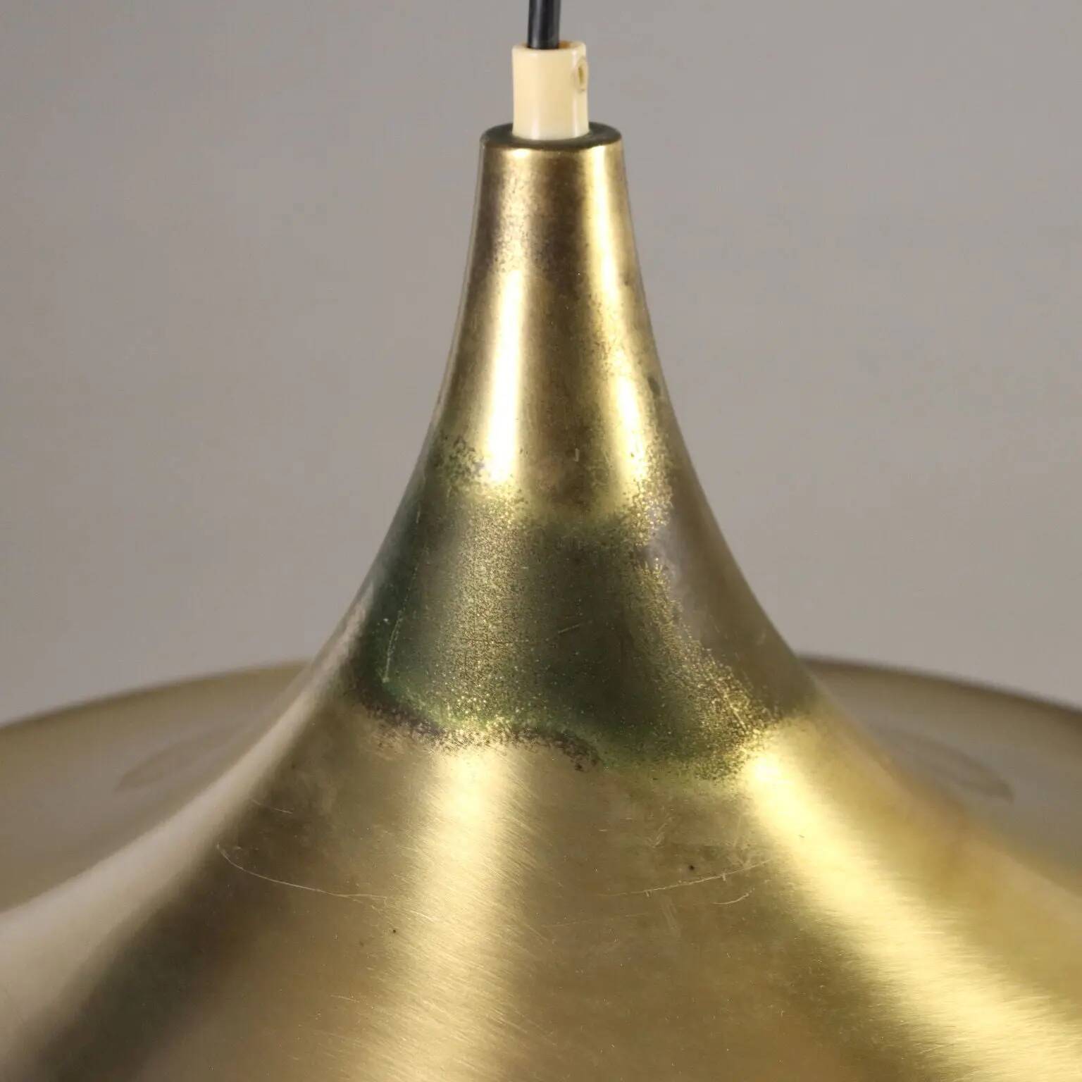 Vintage lamp in aluminium with brass plating, Italian made, 1960s.