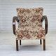 1950s, Danish artdeco armchair, furniture velour, beech wood, reupholstered