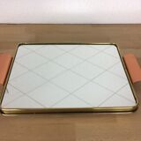 Gold metal gridded mirror tray