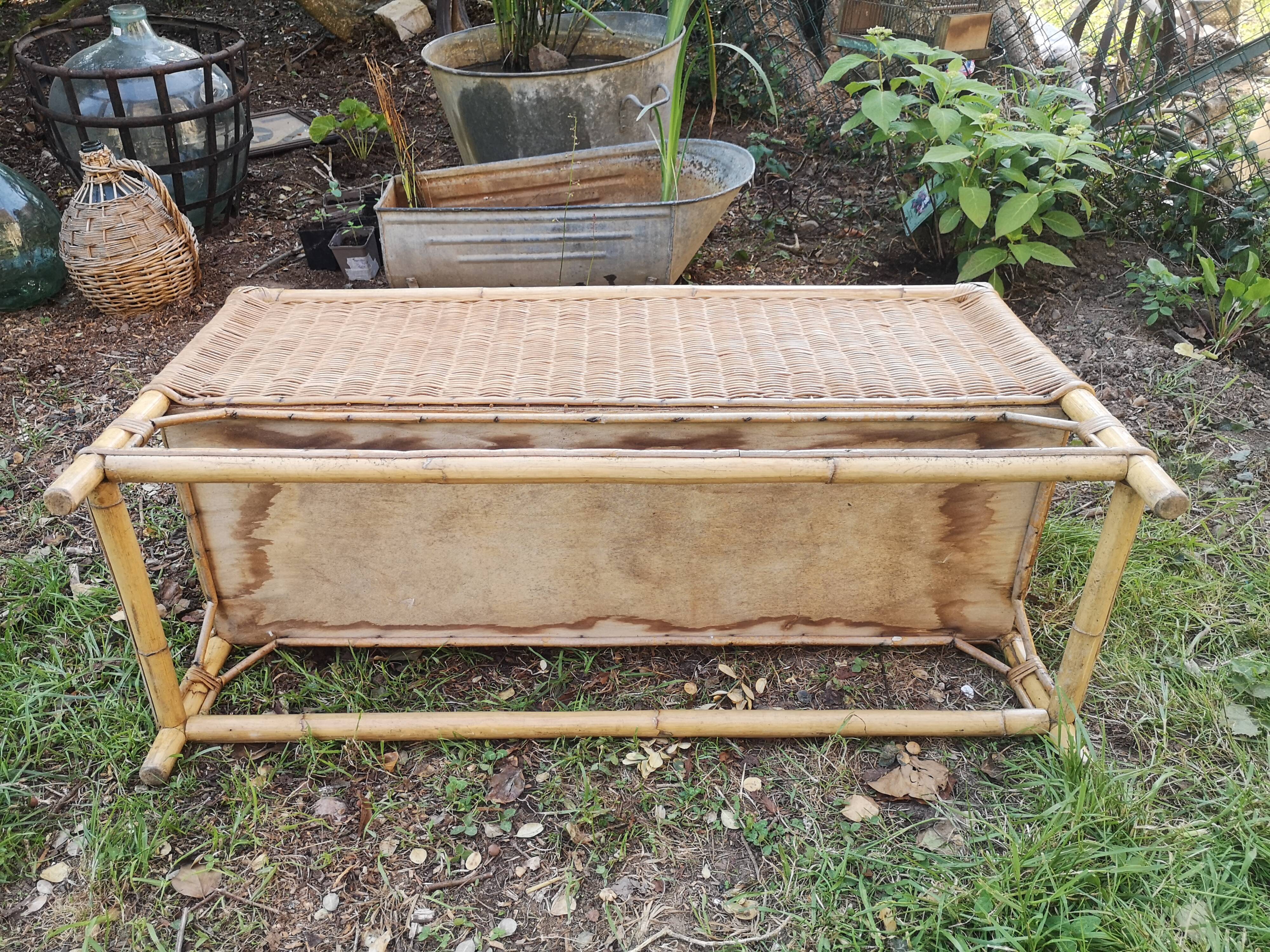 Vintage rattan planter