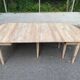 Renovated square extendable dining table in raw solid cherry wood, Louis XVI style.