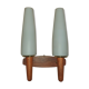 Pair of Scandinavian teak wall lamps with 2 burners 1960