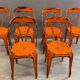 Set of 6 industrial metal dining chairs by Joseph Mathieu, painted steel, 1920s, France