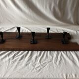 Wall Coat Door Old Oak Parquet - 5 Vintage Black Metal Patères