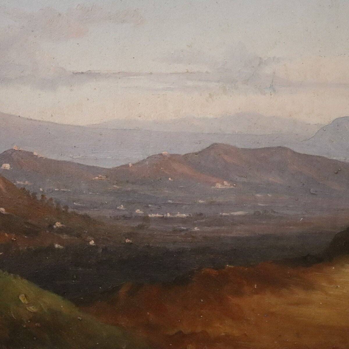 Panoramic view of Naples, oil painting on canvas, Italy 19th century