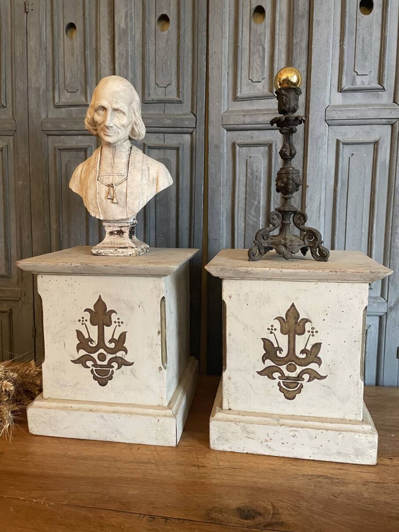 2 x French church consoles