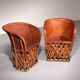 Folk art equipale ostrich chair leather mexico 1970s