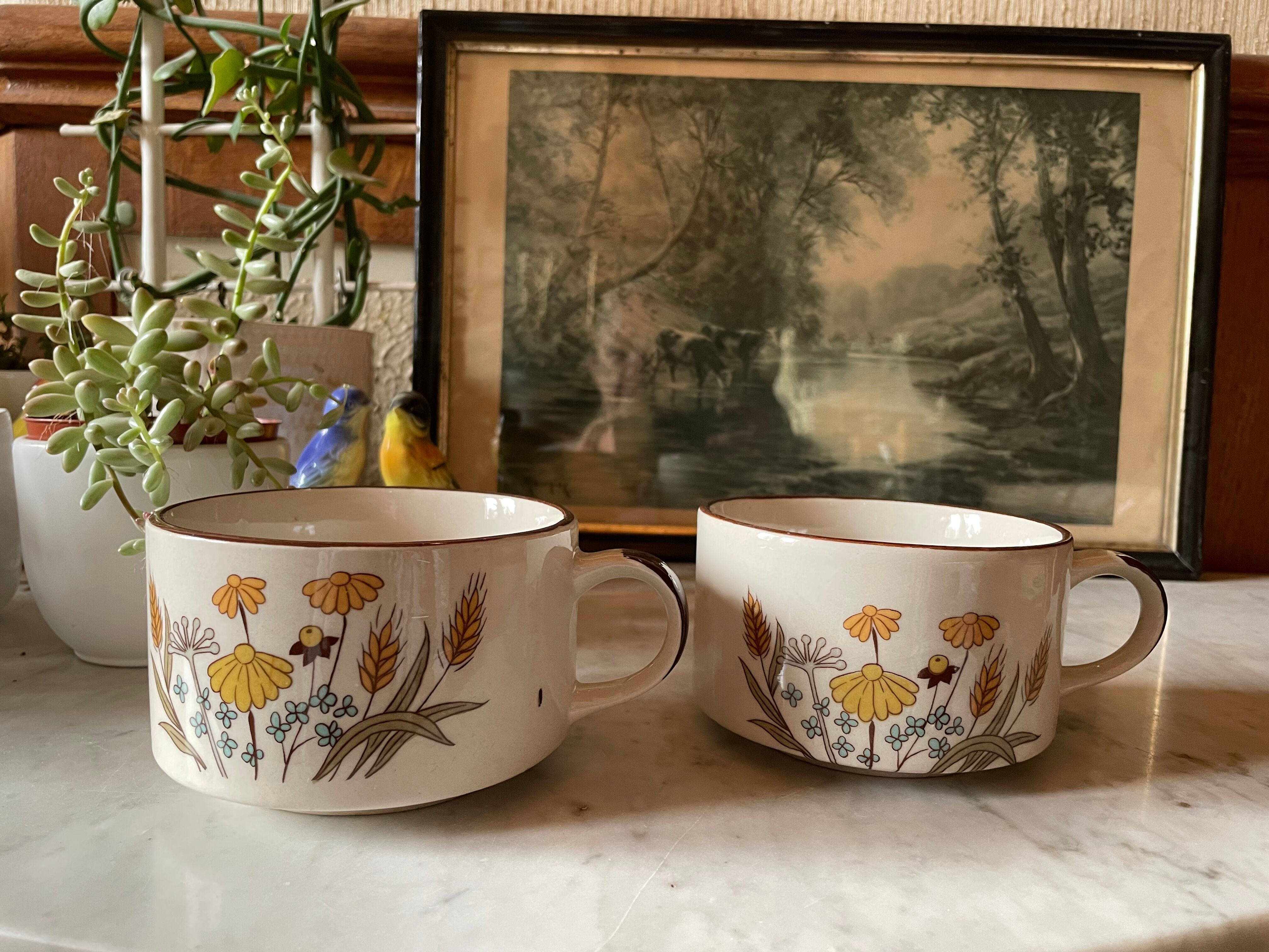 Vintage stoneware lunch cups