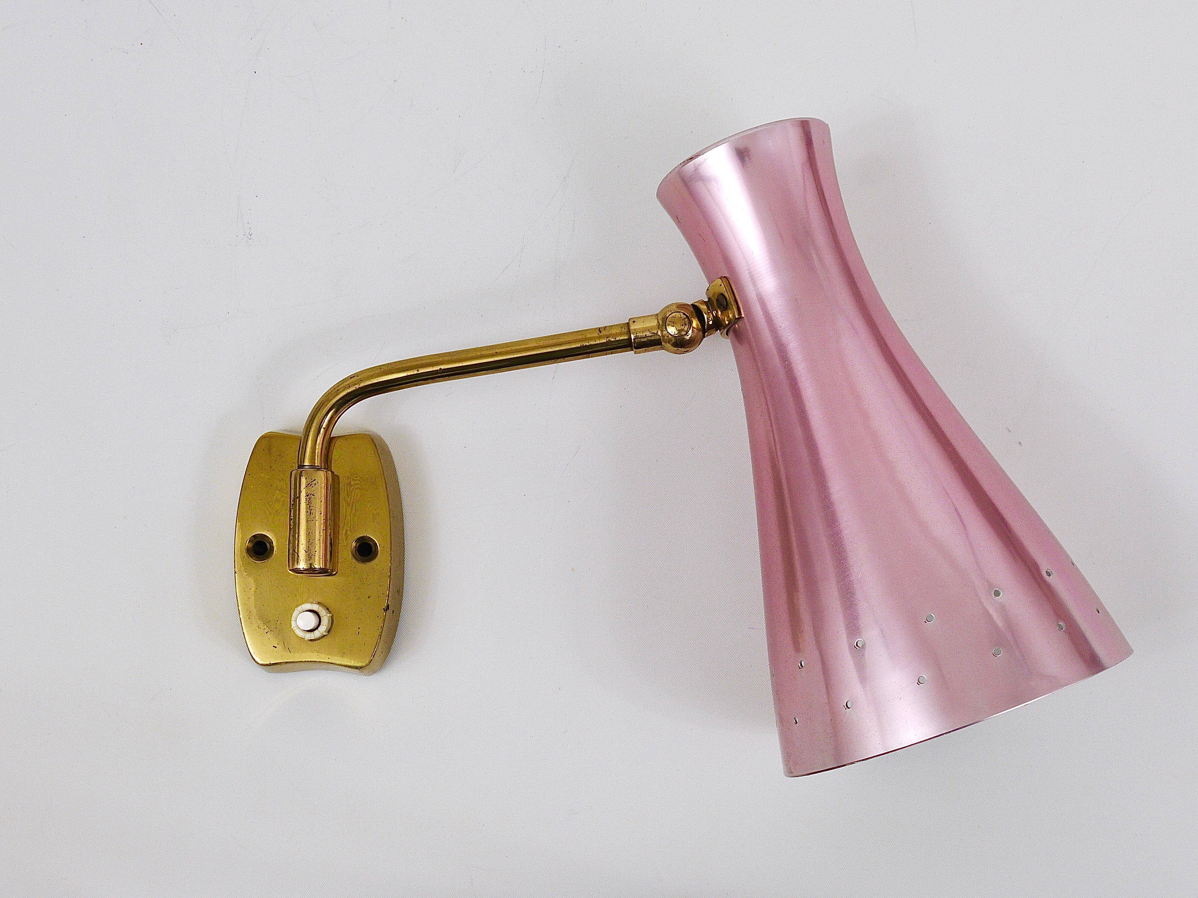 Pair of Articulated Conical Wall Lights in Stilnovo Style, Wall Lamps Italy, 1950s