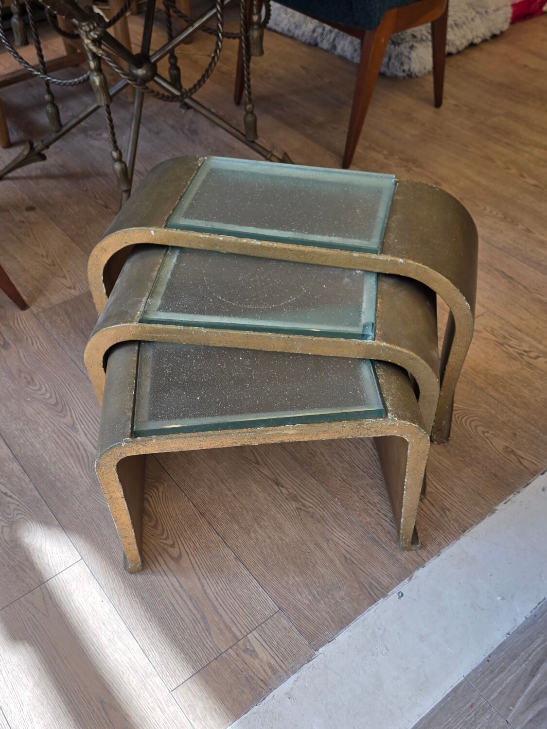 3 nesting tables, space age, circa 1970.