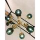 Italian Gold Chandelier Sputnik in Murano Glass Style Green "Balloton"