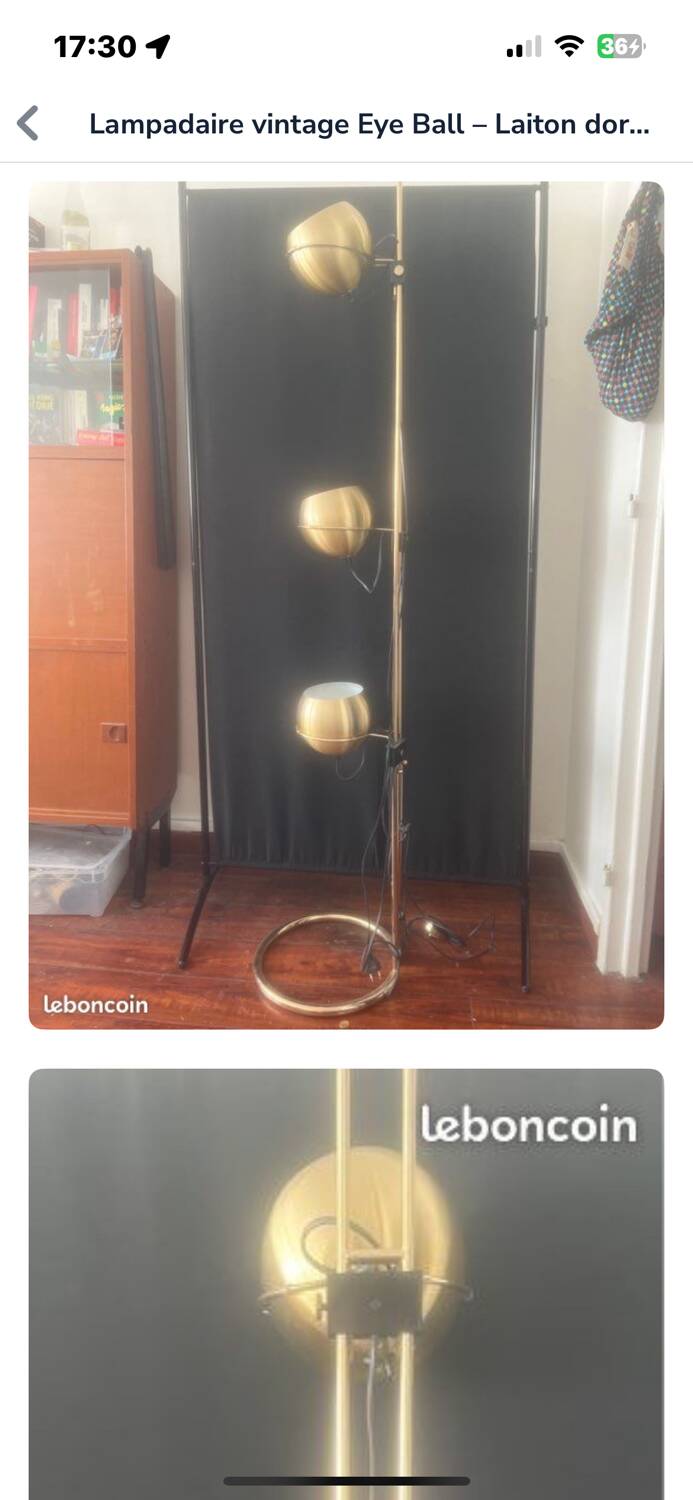 AmyLux 70s Vintage Floor Lamp – Space Age in Gold Metal