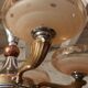 Chandelier 5 pink globes nickel, copper art deco 1950