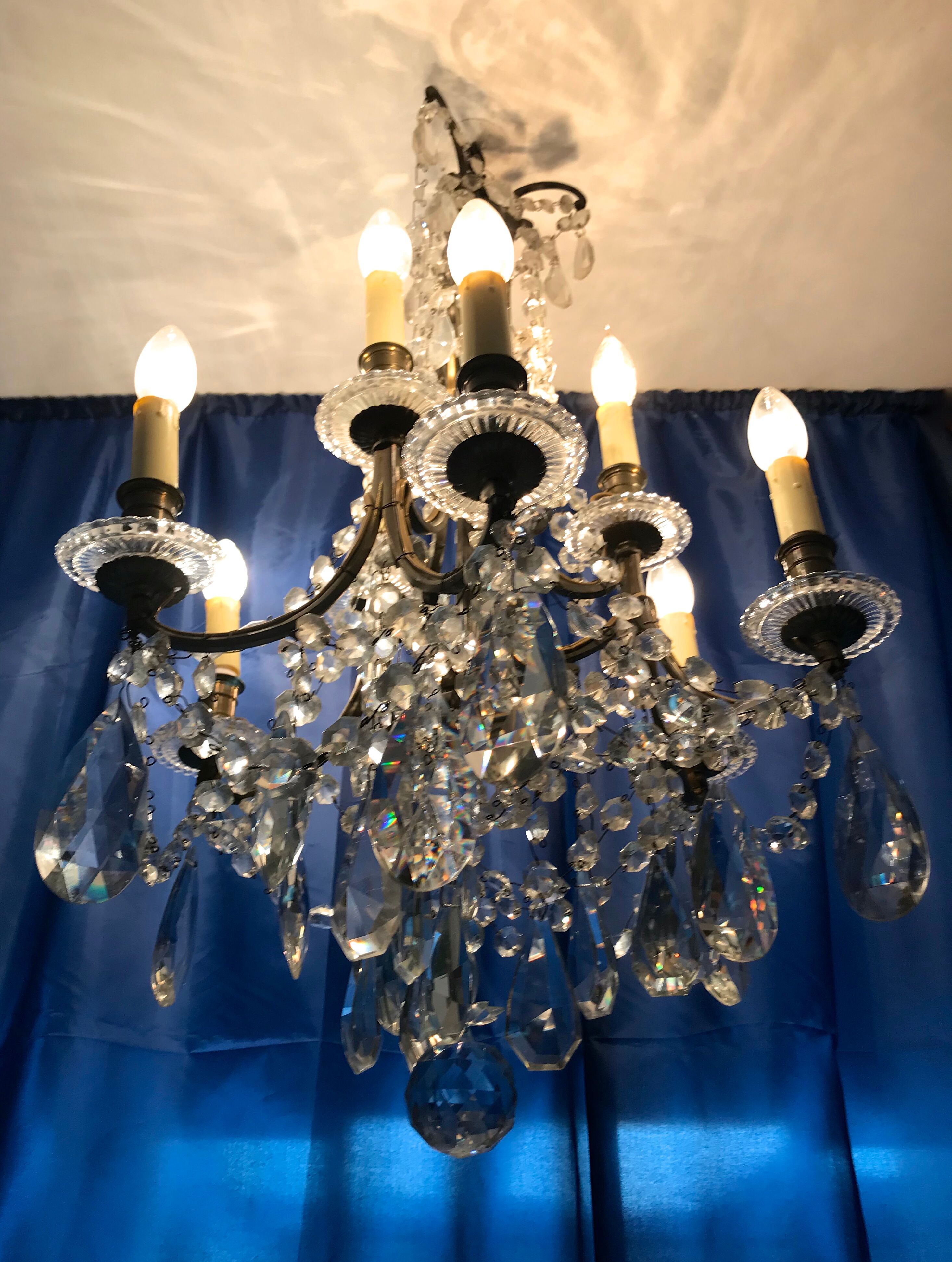 Crystal chandelier diamond cut 9 fires 1880