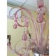 Murano Glass Chandelier in Pink 6 Arms