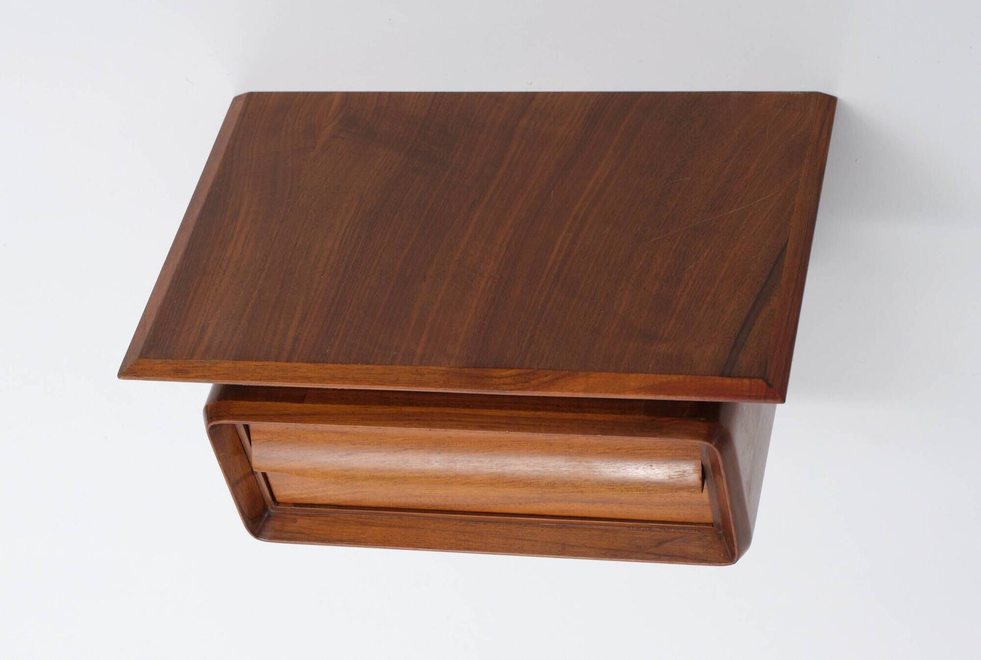 Pair of 1950s Italian Wall-Mounted Wooden Nightstands with Single Drawer