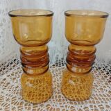 4 verres ambrés vintages