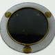 1950's mid century wall mirror with wire mesh frame and brass