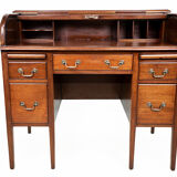 Edwardian tambour roll top mahogany desk