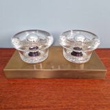 Double wall light in brass and glass, Space Age style, Cosack, 1970