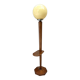 Art Deco modernist floor lamp in walnut and opaline globe, 1930s.