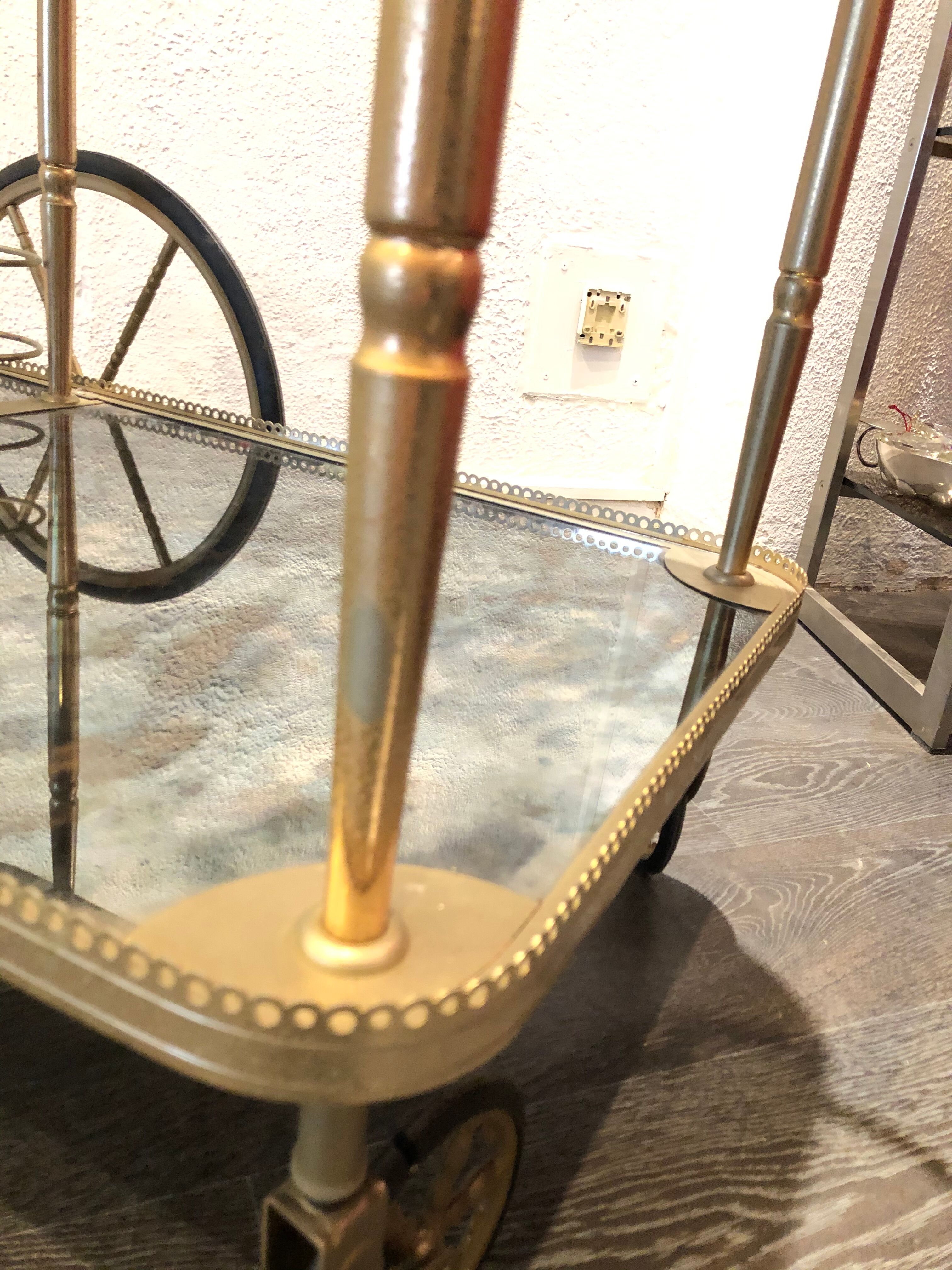 Desserte bar rolling 1960 eglomised glass