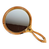 Rattan handle mirror