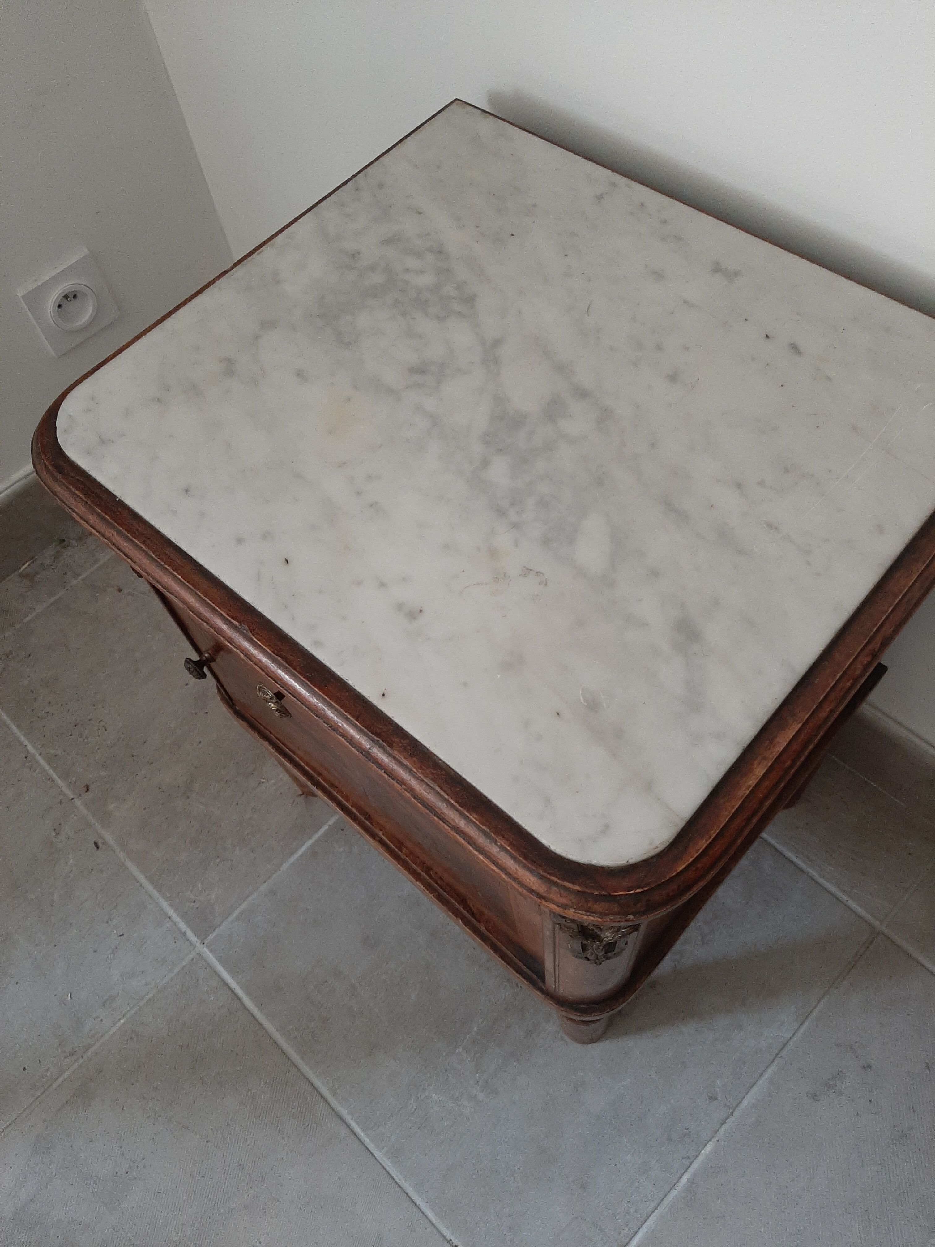 Wooden and marble bedside