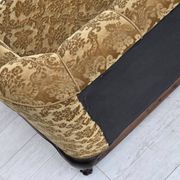 1950s, Danish 3-seater sofa, furniture velour, carved oak wood.