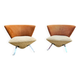 Giorgio Saporiti Post Modern Jada Slipper Chairs, very rare two-tone model, 1970s