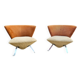 Giorgio Saporiti Post Modern Jada Slipper Chairs, very rare two-tone model, 1970s