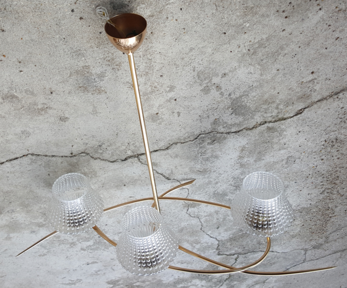 Maison Arlus 3 lights brass vintage 50s chandelier