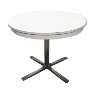 Table ronde transformable formica 70's pieds central