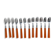 Set of 12 orange dessert forks in Bakelite and Tinplate 60s-70s