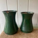 Pair of green glazed terracotta vases
