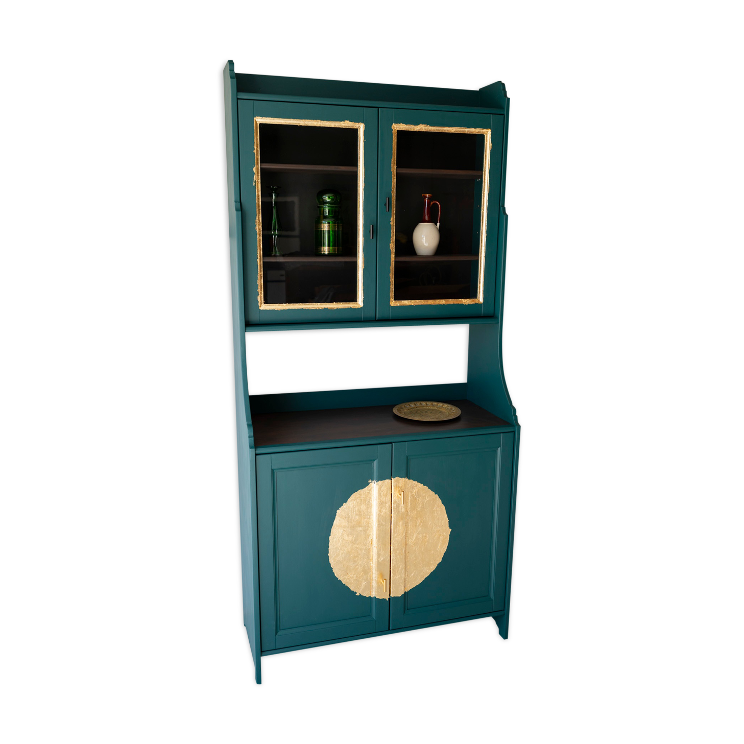 Green and gold china buffet