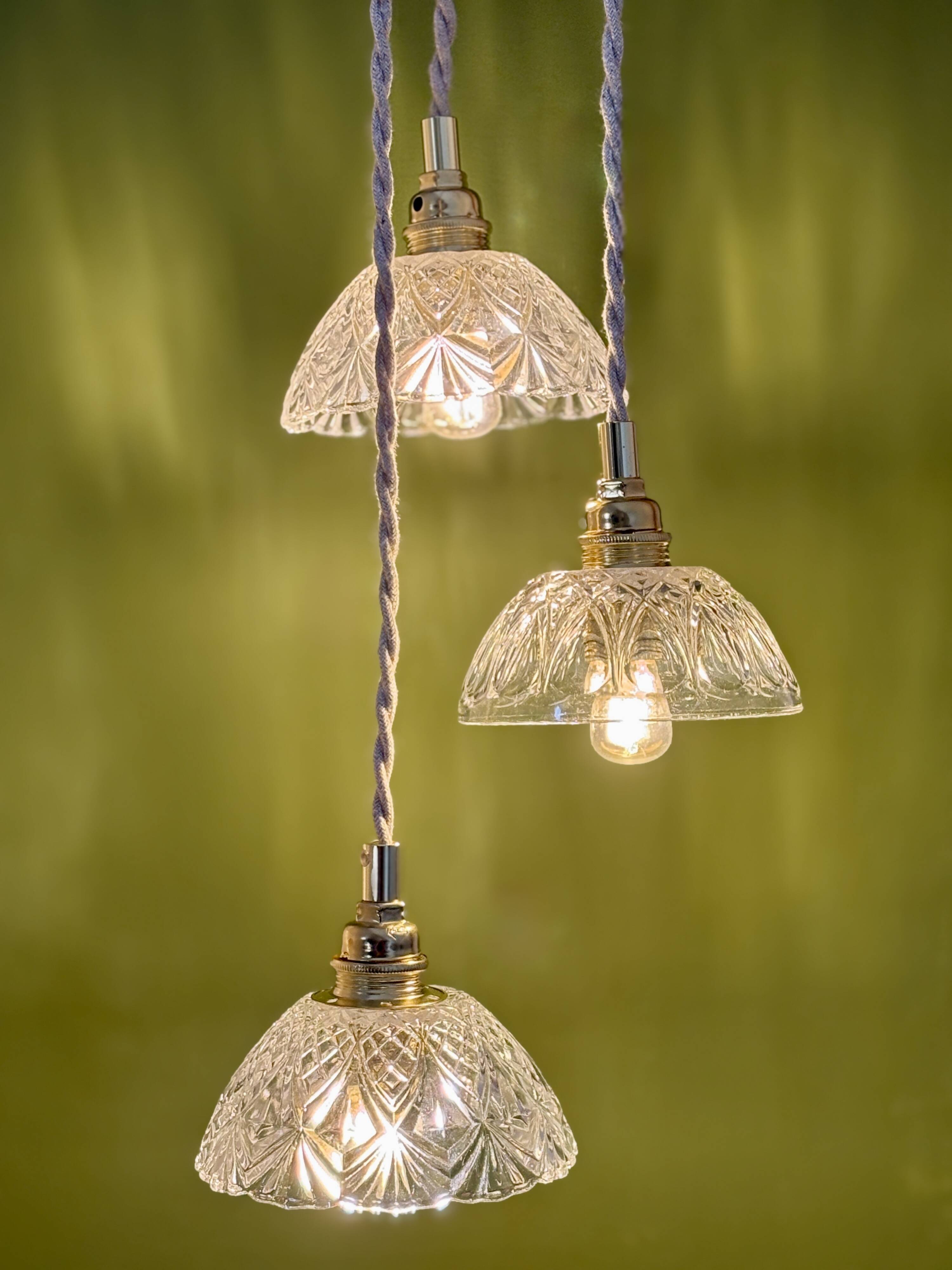 Vintage triple suspension lampshade in cut glass - tableware collection