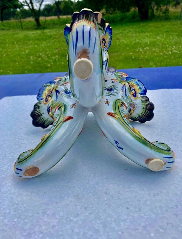 Vase ancien, corne d'abondance en faïence de desvres fourmaintraux courquin